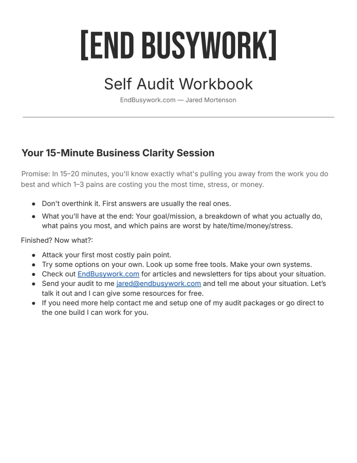 Owner Clarity Workbook preview